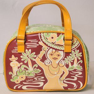 VINTAGE MINI TOTE BAG "DIRTY GIRL" GREEN AND ORANGE
